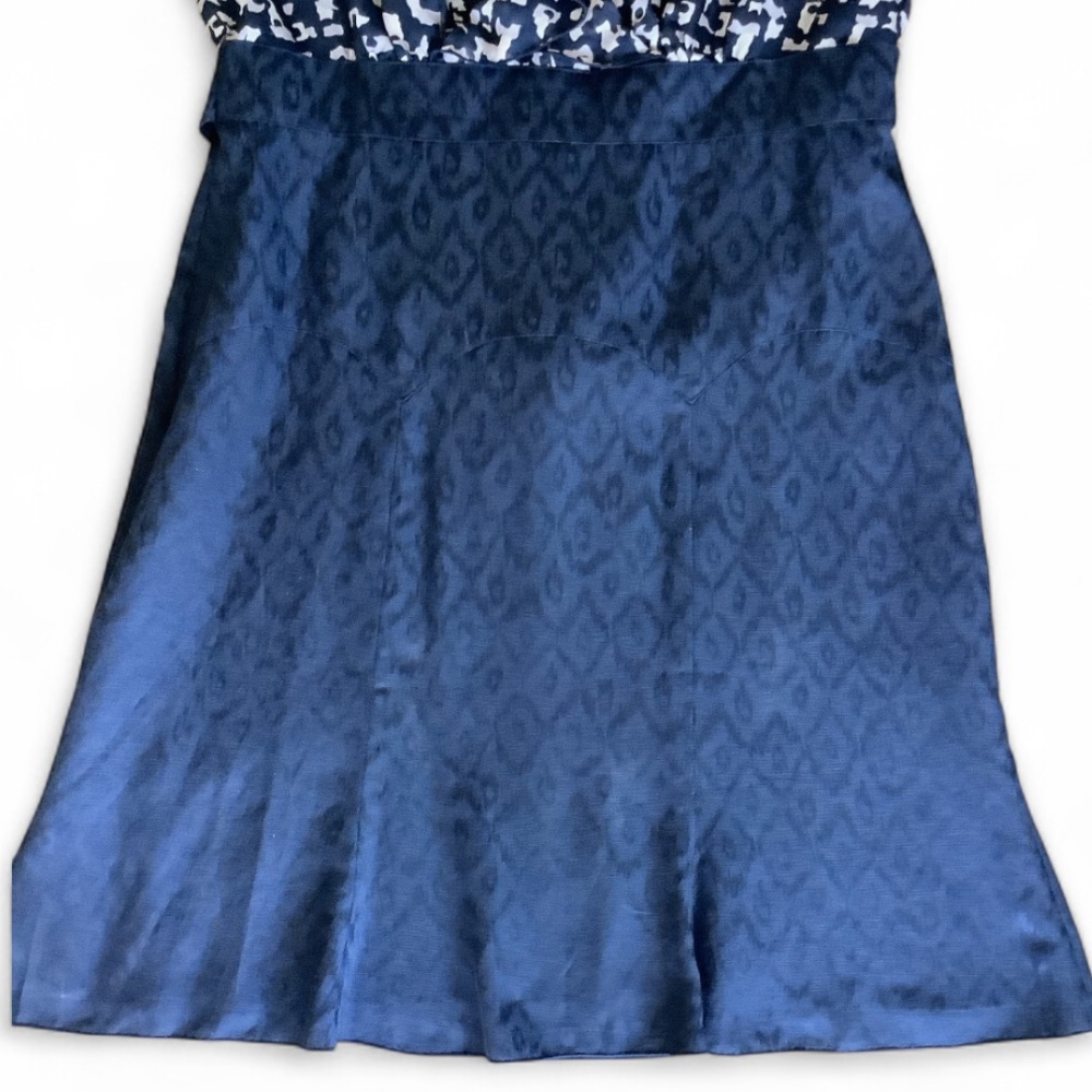 Anthropologie Anna Sui Ruffle V-Neck Silk Cocktail Dress Size 6 Navy Coquette - Picture 7 of 12